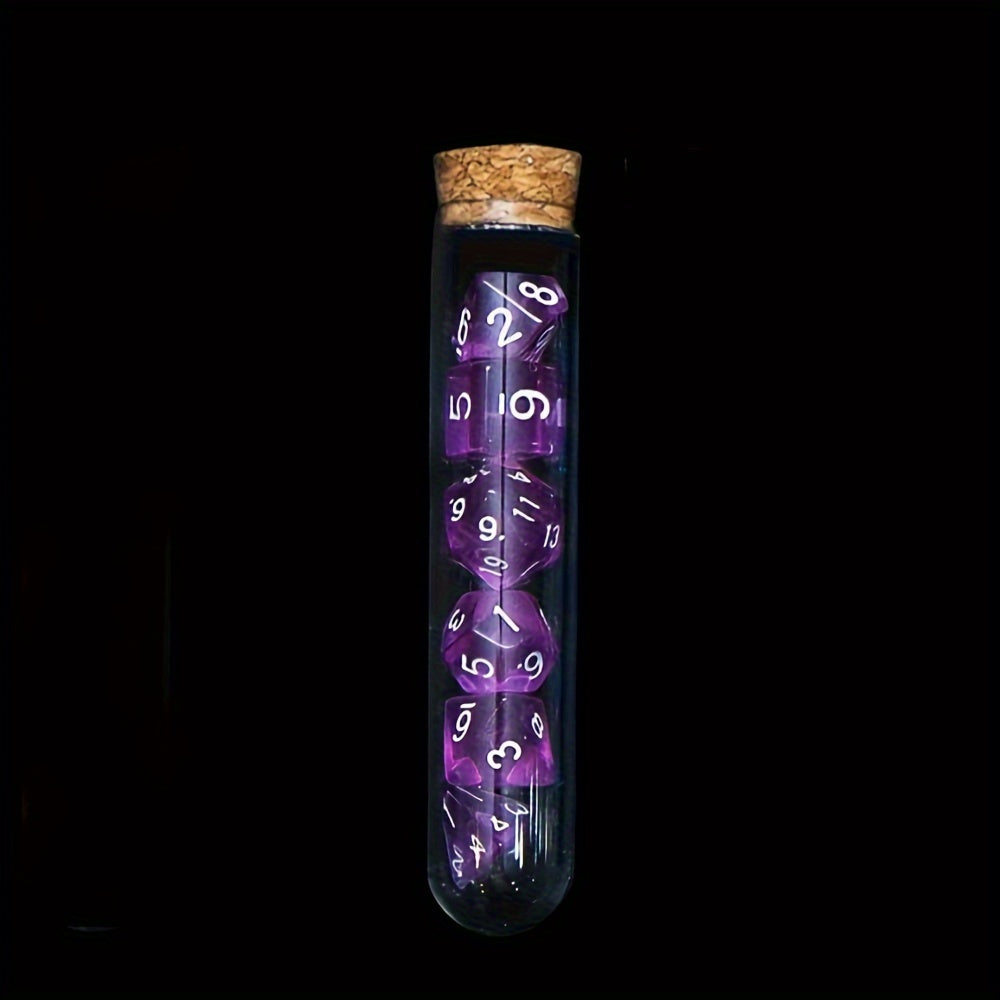 7pcs Polyhedral Dice Set with Fantasy Potion Bottles for Table Games