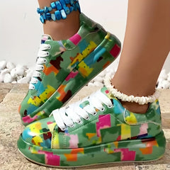 Colorful Print Thick Bottom Sneakers Lightweight Non slip Shoes