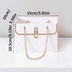 Flower Paper Box Paper Flower Gift Bags With Metal Chain Bouquet Storage Bucket