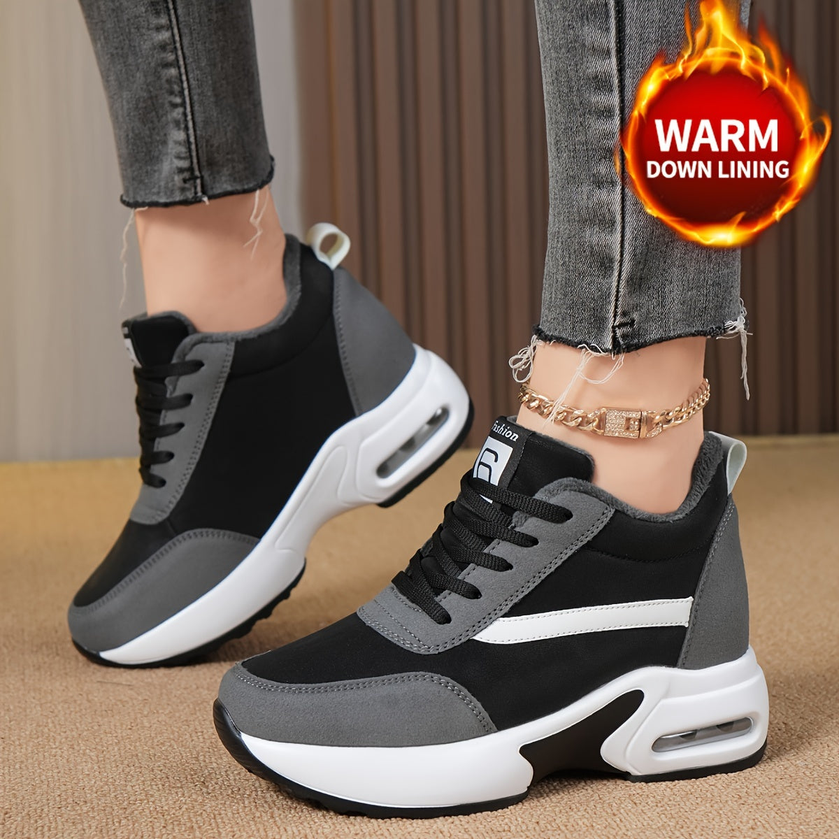Women's Chunky Sneakers Air Cushion Height Increased Casual Walking Shoes