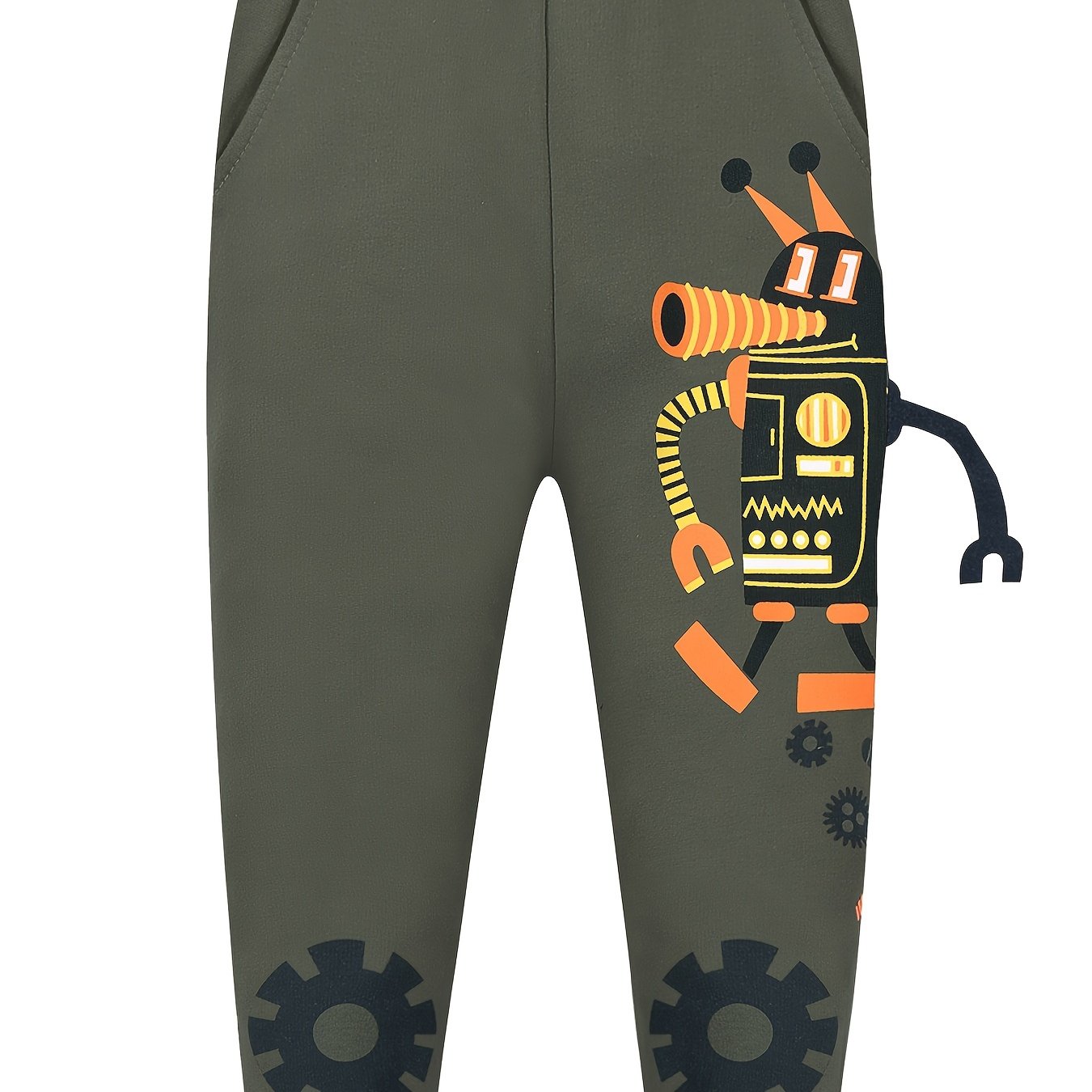 Boys Robot Print Sweatpants Elastic Waist Sports Jogger Pants