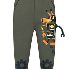 Boys Robot Print Sweatpants Elastic Waist Sports Jogger Pants