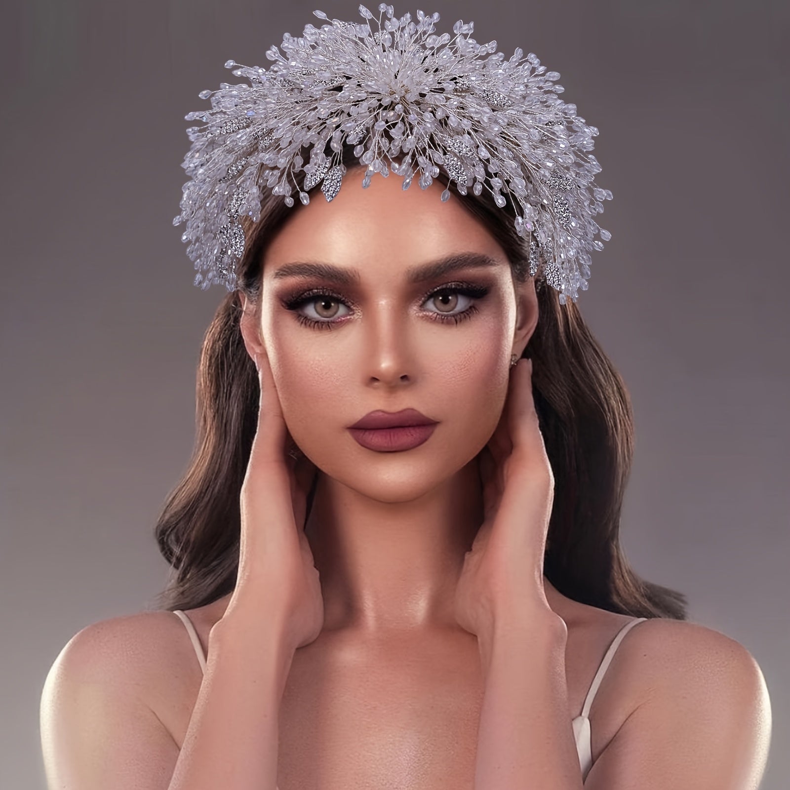 Women's Floral Sparkling Crystal Bridal Headpiece Handcrafted Wedding Hairpiece