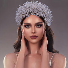 Women's Floral Sparkling Crystal Bridal Headpiece Handcrafted Wedding Hairpiece
