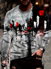Graffiti 3D Print Men's Long Sleeve T-shirt Casual Graphic Top