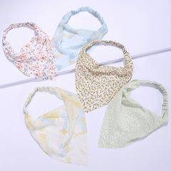 5pcs Floral Print Triangle Scarf Headband Elastic Turban Bandana Women