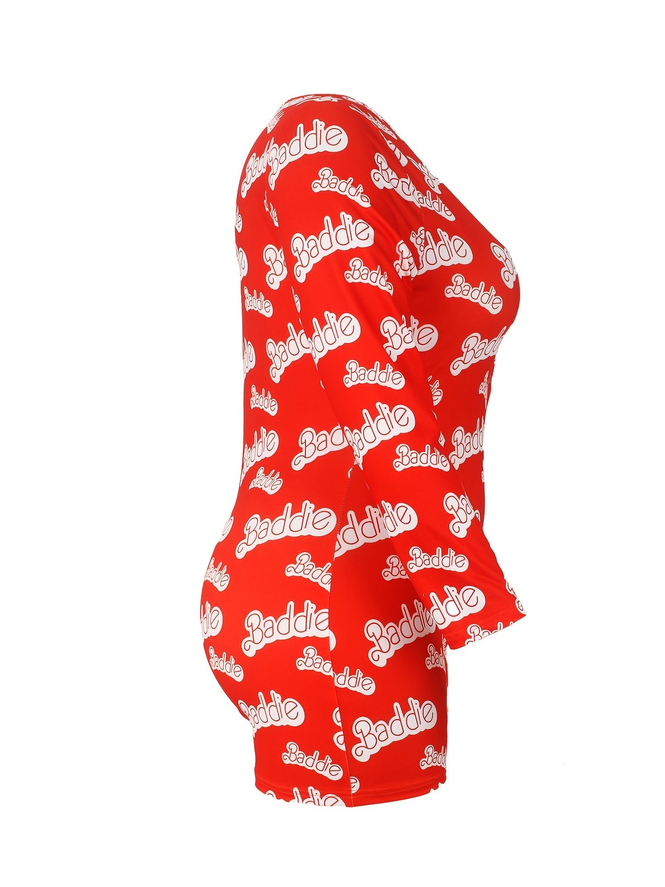 Sexy Lounge Romper Women's Plus Letter Print Long Sleeve Button Up
