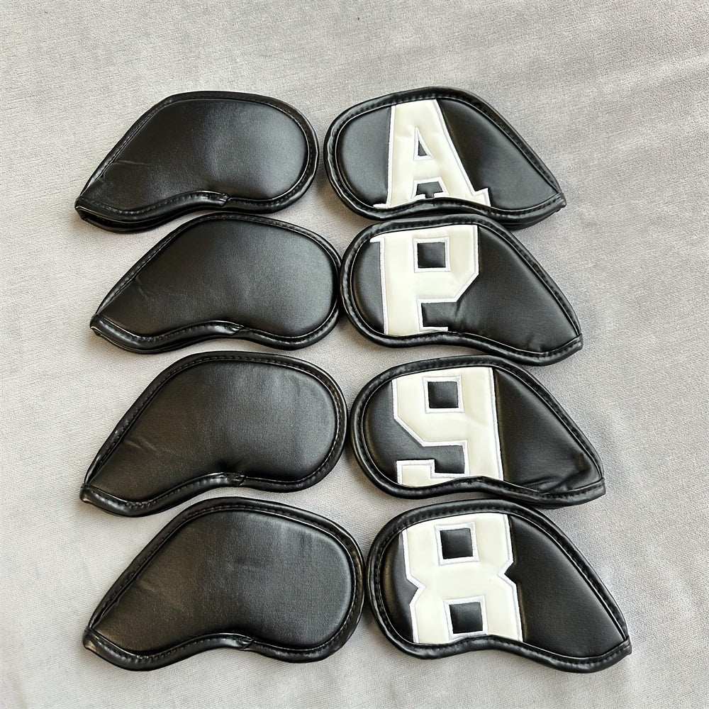 8pcs PU Leather Golf Iron Head Covers with Creative Patterns