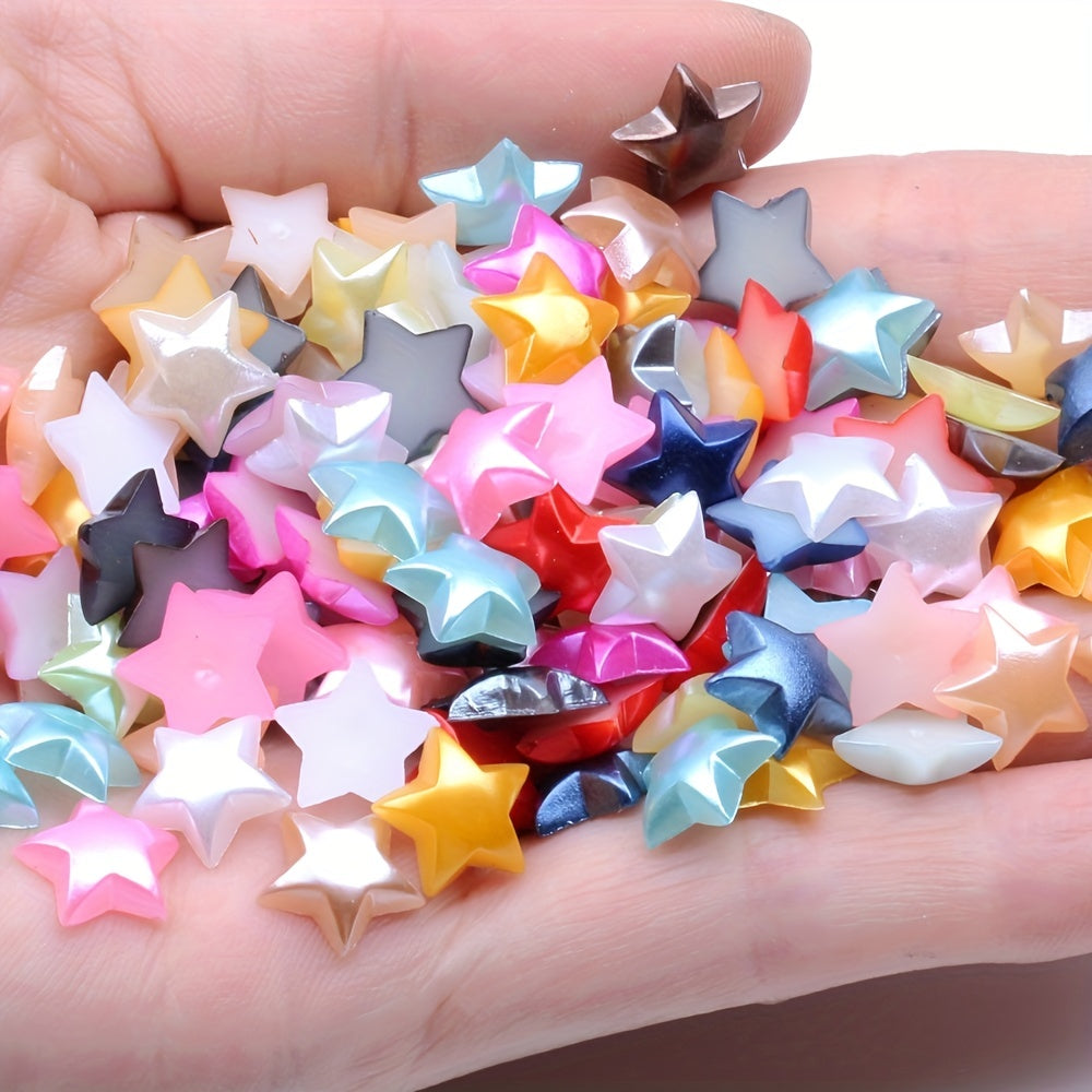 100pcs 10mm Resin Coloured Star Pearls Flatbacks DIY Christmas Crafts