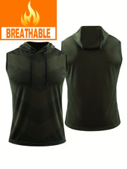 Men's Elastic Hooded Sports Vest Quick-drying Breathable Fitness Tank Top