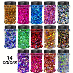 1pc Mixed Chunky Holographic Glitter for Crafts, Nails, DIY - 2oz Bottle