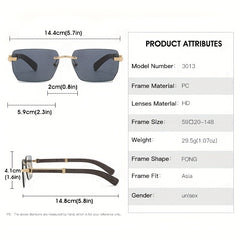 Square Rimless Sunglasses Gradient UV400