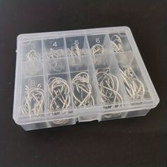 100pcs Carp Fishing Hooks Carbon Steel Storage Box Barbed Secure Hooksets