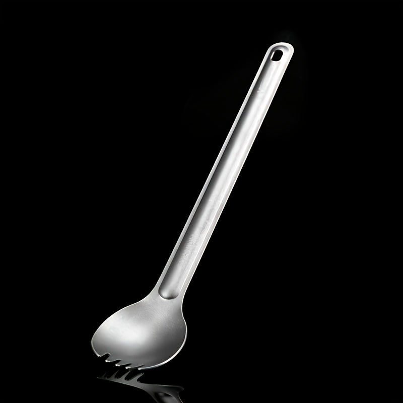 HWZBBEN Titanium Long Handle Fork & Spoon Set for Camping