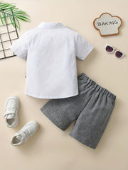 Boys Gentleman Outfit Shirt & Shorts Set Kids Clothes