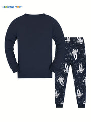 Kid's Astronaut Pattern PJ Set Long Sleeve Top & Pants