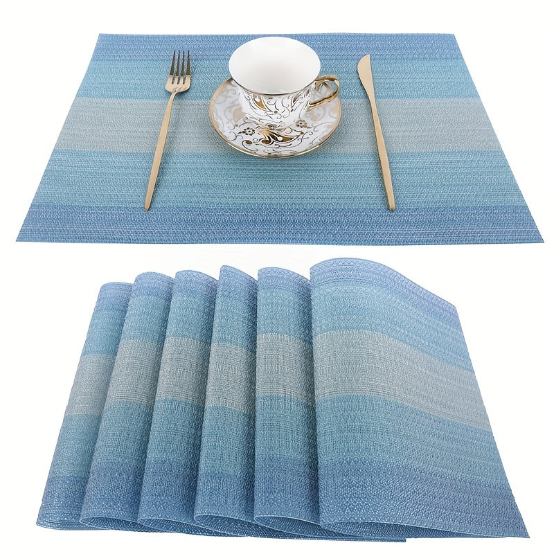 Set of 6 Vinyl Placemats Washable Reusable Anti-fouling Table Mats
