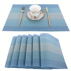 Set of 6 Vinyl Placemats Washable Reusable Anti-fouling Table Mats