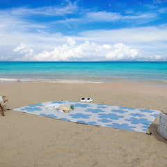 Portable Flower Print Beach Mat with Fixing Nails