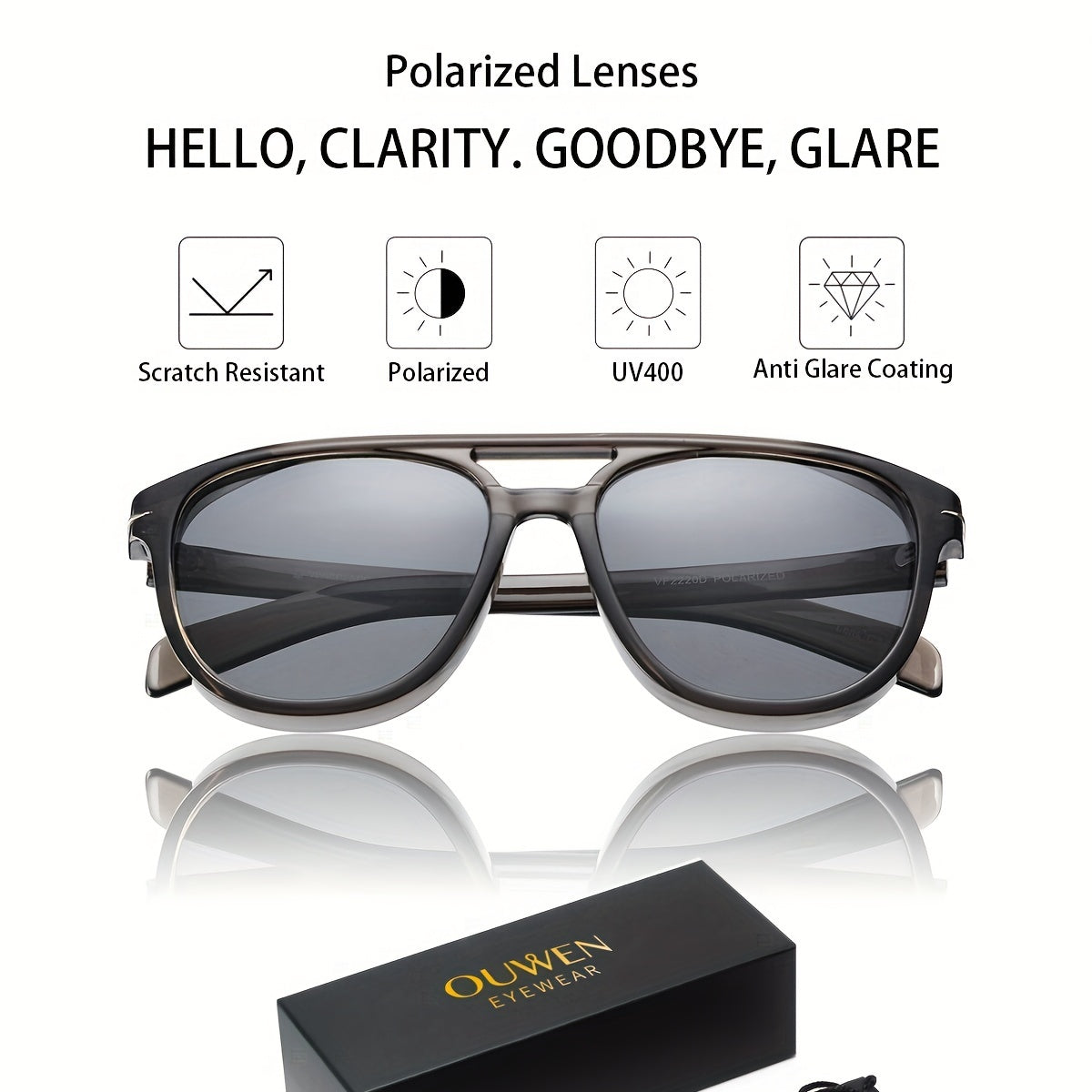 OUWEN Classic Polarized Aviator Sunglasses Vintage Sun Shade Glasses