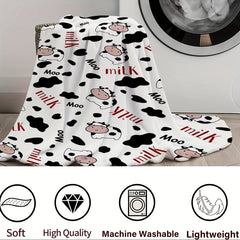 Cow Print Blanket Soft Warm Flannel Blanket for Home & Outdoor Use