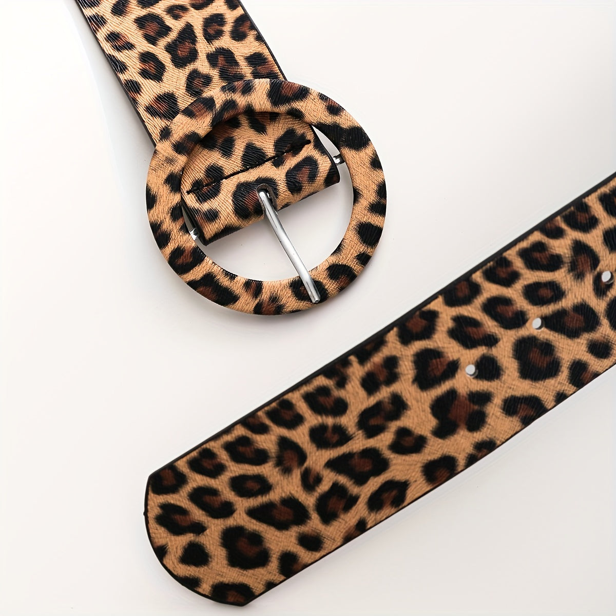 Leopard Print Belt Round Buckle Hip Hop Women Girdle Vintage Dress Pants