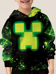 Cartoon Face 3D Print Kid's Hoodie Unisex Pullover