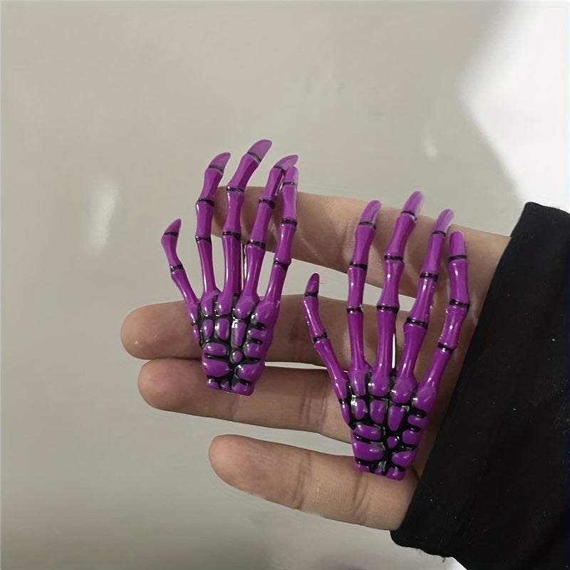 2pcs Y2K Skull Hand Hair Clip Set Gothic Hair Accessories