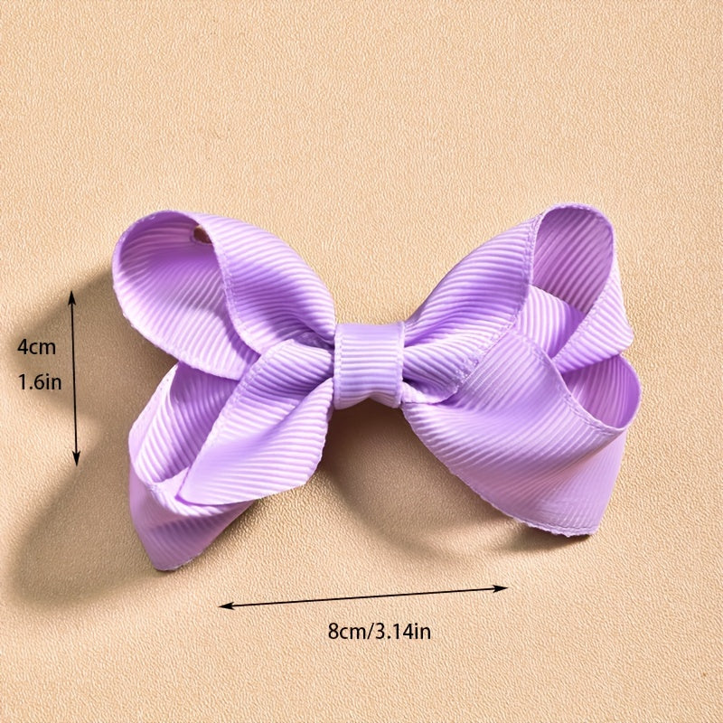 20pcs Colorful Ribbon Bow Hair Clips for Girls