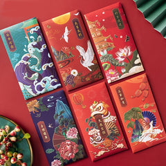 6pcs Chinese Red Envelopes for Spring Gifting & Decoration