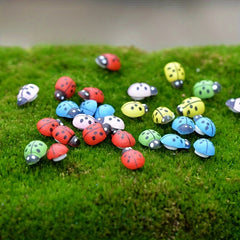 20pcs Colorful Tiny Ladybug Ornaments Mini Resin Craft Statues DIY Fairy Garden