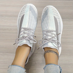 Women's Running Shoes Lace Up Sneakers Low Top Flat Non Slip Sport Shoes