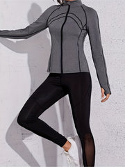 Stand up Collar Zipper Yoga Jacket Long Sleeve