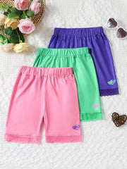 Girl's 3-Pack Sports Shorts with Lace Fringes