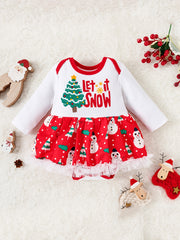 Baby Toddler Christmas Long Sleeve Romper Jumpsuit Dress