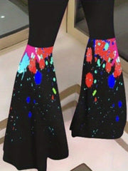 Sexy Tank Jumpsuit Women's Plus Splash Print Mock Neck Flared Leg