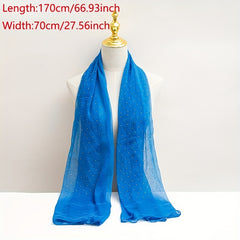 Rhinestone Decor Crinkle Scarf Hijab Solid Shawl Windproof Head Wrap