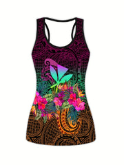 Hawaii Floral Print Tank Top & Leggings Set