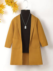Toddler 2pcs Turtleneck Top & Long Coat Set for Spring Fall