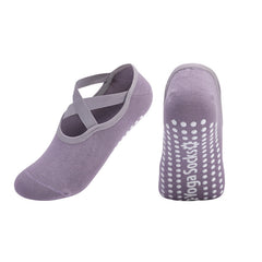Women's Non Slip Yoga Socks with Cross Strap