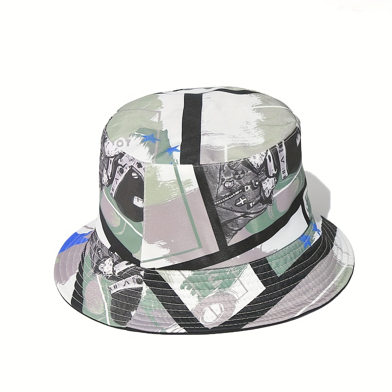 Unisex Sunshade Bucket Hat with Cartoon Pattern for Climbing Fishing