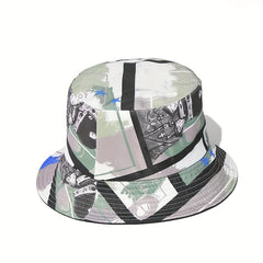 Unisex Sunshade Bucket Hat with Cartoon Pattern for Climbing Fishing