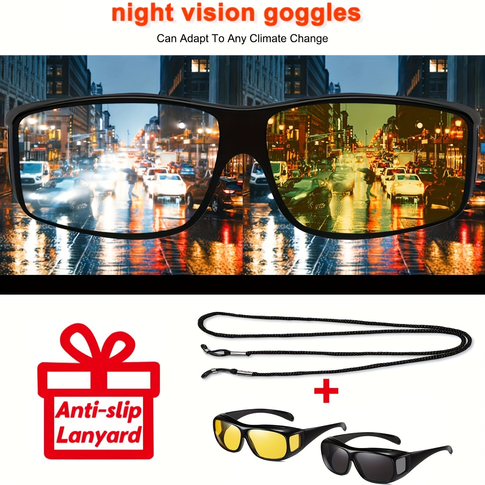 Night Vision Glasses Over Prescription Glasses Wrap Around Sunglasses