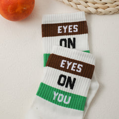 Women's Letter Print Mid Socks