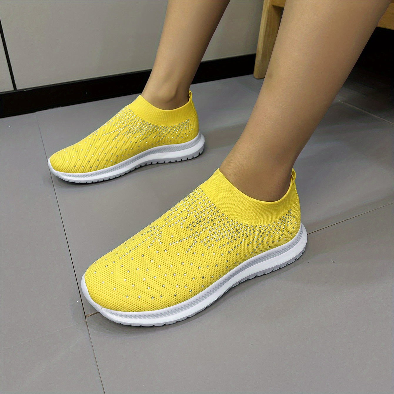 Women's Rhinestone Decor Sneakers Lightweight Outdoor Shoes