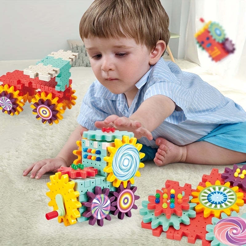 140pc Building Blocks For Kids Gear Type Assembly Toys Birthday Boys/Girls