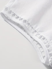 Casual Blouse Women's Plus Eyelet Embroidered Cap Sleeve Blouse