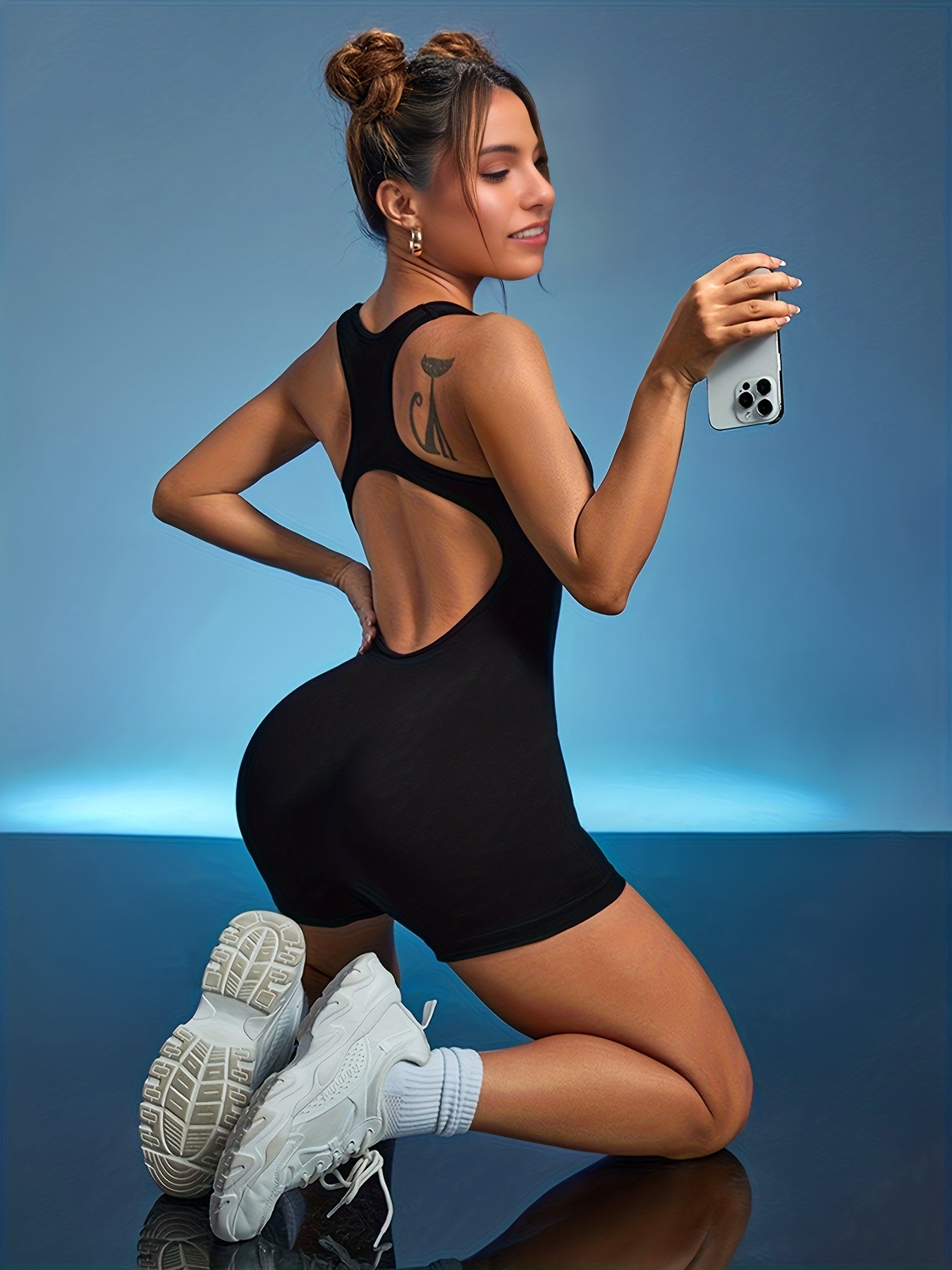 Racer Back Jumpsuit High Stretch Bodysuit Women's Activewear