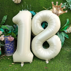 Beige Caramel Number Foil Balloons Set, Birthday Party Wedding Anniversary Decor