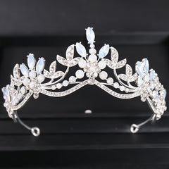 Pastel Night Sky Tiara Moonstone Rhinestones Clear & Milky Rhinestone Tiara